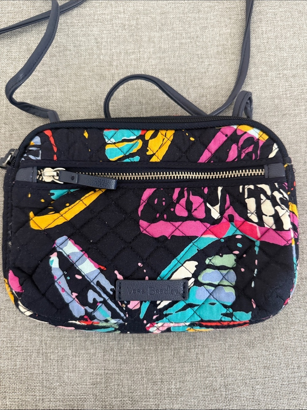 Vera Bradley navy Quilted Crossbody with Bright Floral Splash - Picture 2 of 8